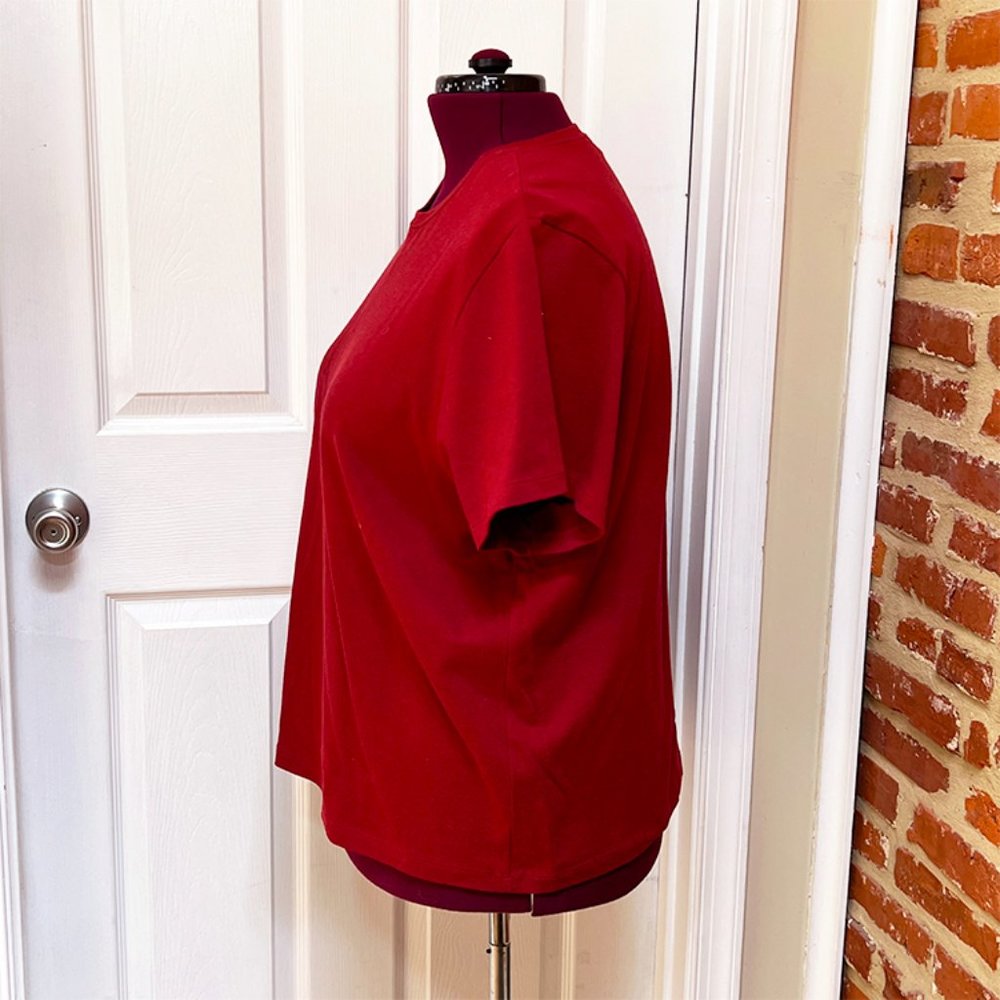 Lane Bryant Venezia Dark Red Heavyweight Crew Neck Short Sleeve T-Shirt - Picture 4 of 4